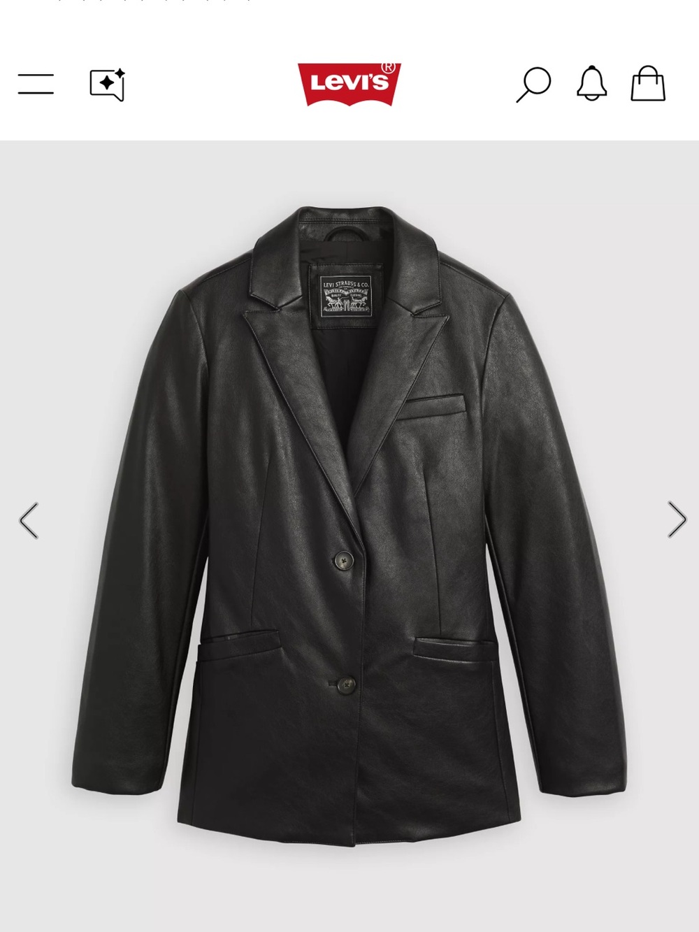 Levi's Black Leather Single-Breasted Blazer
